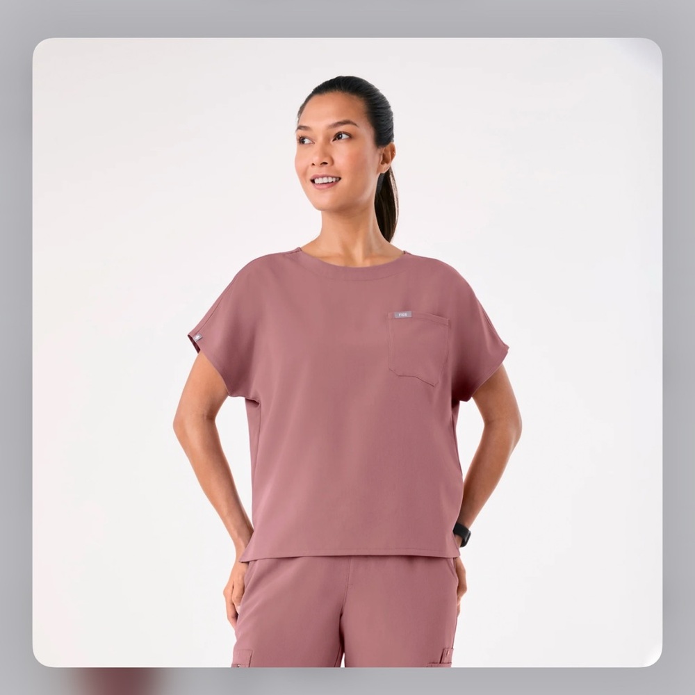 Mauve Arua Boxy Scoop Neck - Scrub Top